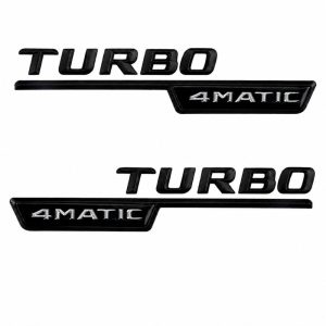 Emblema TURBO 4MATIC para aletas laterales negro brillo con AMG cromado