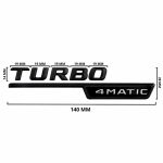 Emblema TURBO 4MATIC para aletas laterales negro brillo con AMG cromado