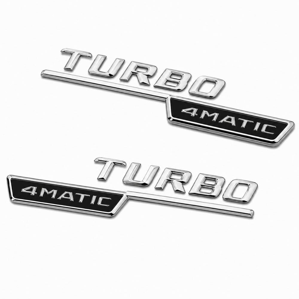 Emblema TURBO 4MATIC para aletas laterales cromado con 4MATIC cromado