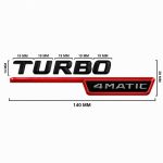 Emblema TURBO 4MATIC para aletas laterales negro brillo y rojo con AMG cromado