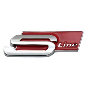 Emblemas adhesivos S Line para maletero rojo/gris compatible con Audi