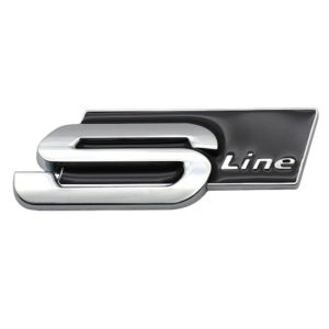 Emblemas adhesivos S Line para maletero negro/gris compatible con Audi