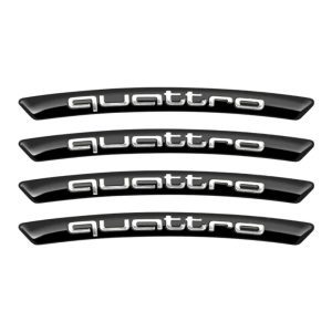 Emblemas Quattro negros para llantas compatibles con Audi (4 unidades)