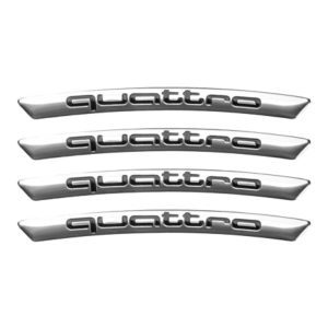 Emblemas Quattro grises para llantas compatibles con Audi (4 unidades)