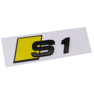 Emblema adhesivo S1 amarillo/negro para maletero compatible con Audi