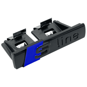 Emblema S Line para parrilla negro brillo/azul compatible con Audi