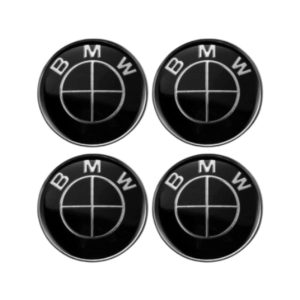 Emblemas adhesivos negros para centro de llantas compatibles con BMW 70 MM
