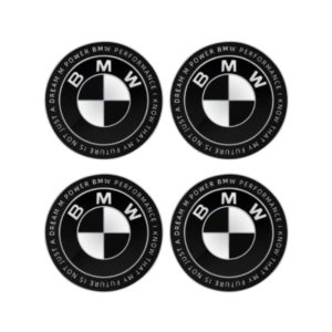 Emblemas adhesivos blanco y negro Performance para centro de llantas compatibles con BMW 70 MM