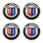 Emblema adhesivo Alpina de 65 mm con relieve para llantas