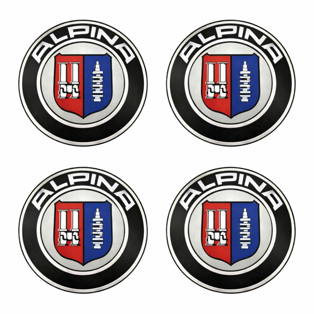 Emblema adhesivo Alpina de 65 mm con relieve para llantas