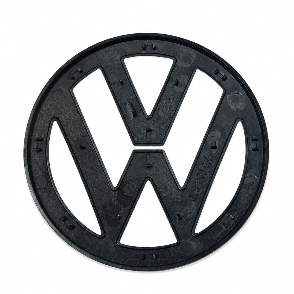 Emblema Volkswagen negro brillo para portón trasero con pestañas compatible con Golf V, EOS, Passat B6