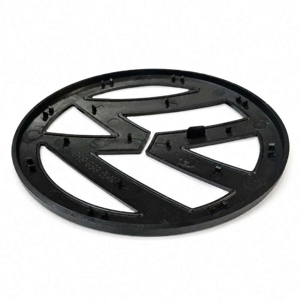 Emblema Volkswagen negro brillo para portón trasero con pestañas compatible con Golf V, EOS, Passat B6