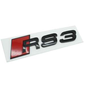 Emblema adhesivo RS3 negro brillo para maletero compatible con Audi (S)