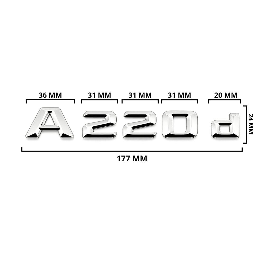 Logo A220d plateado para maletero de Mercedes Benz W176