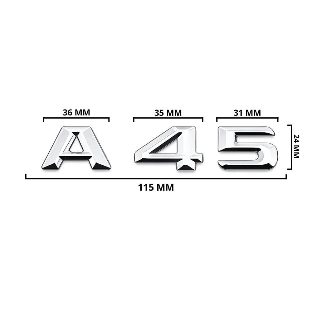 Logo A45 plateado para maletero de Mercedes Benz W176