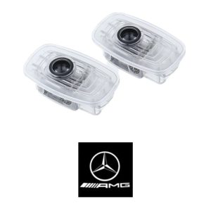 Luces de cortesía para puerta con logo AMG proyectado en blanco