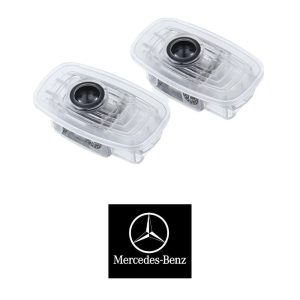 Luces de cortesía para puerta con logo Mercedes Benz proyectado en blanco