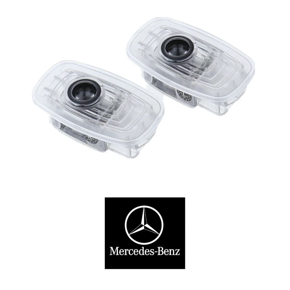 Luces de cortesía para puerta con logo Mercedes Benz proyectado en blanco