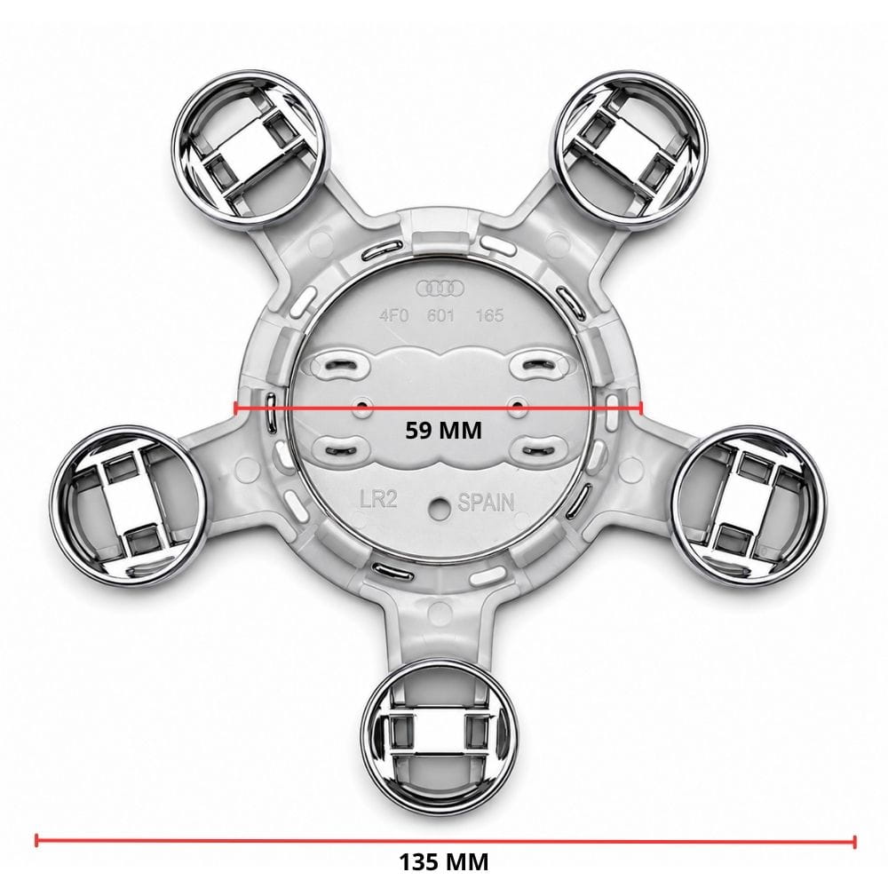 Emblema Audi 135 mm tipo estrella beige para llantas originales