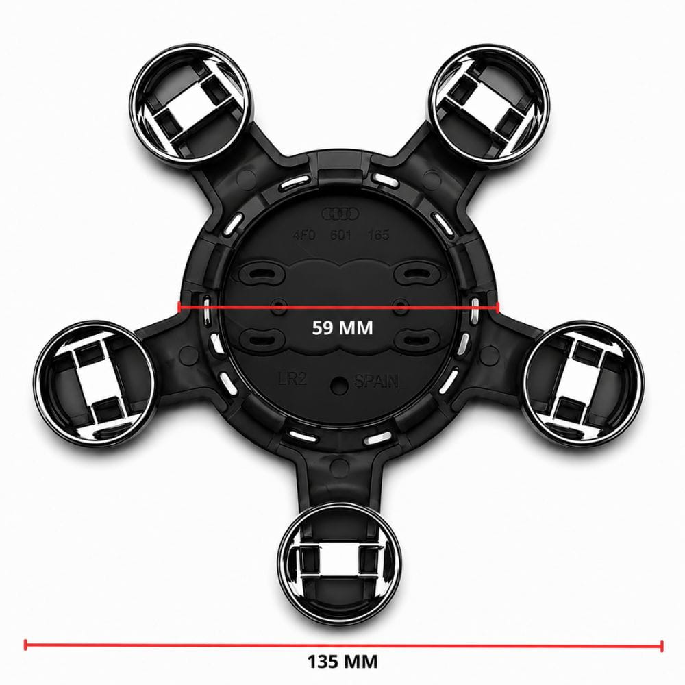 Emblema Audi 135 mm tipo estrella negro para llantas originales
