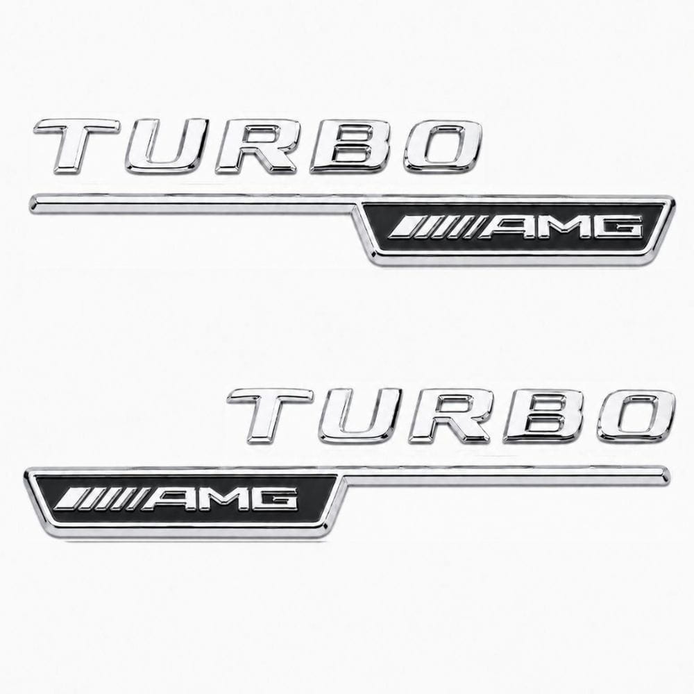 Emblema TURBO AMG para aletas laterales cromado con AMG cromado