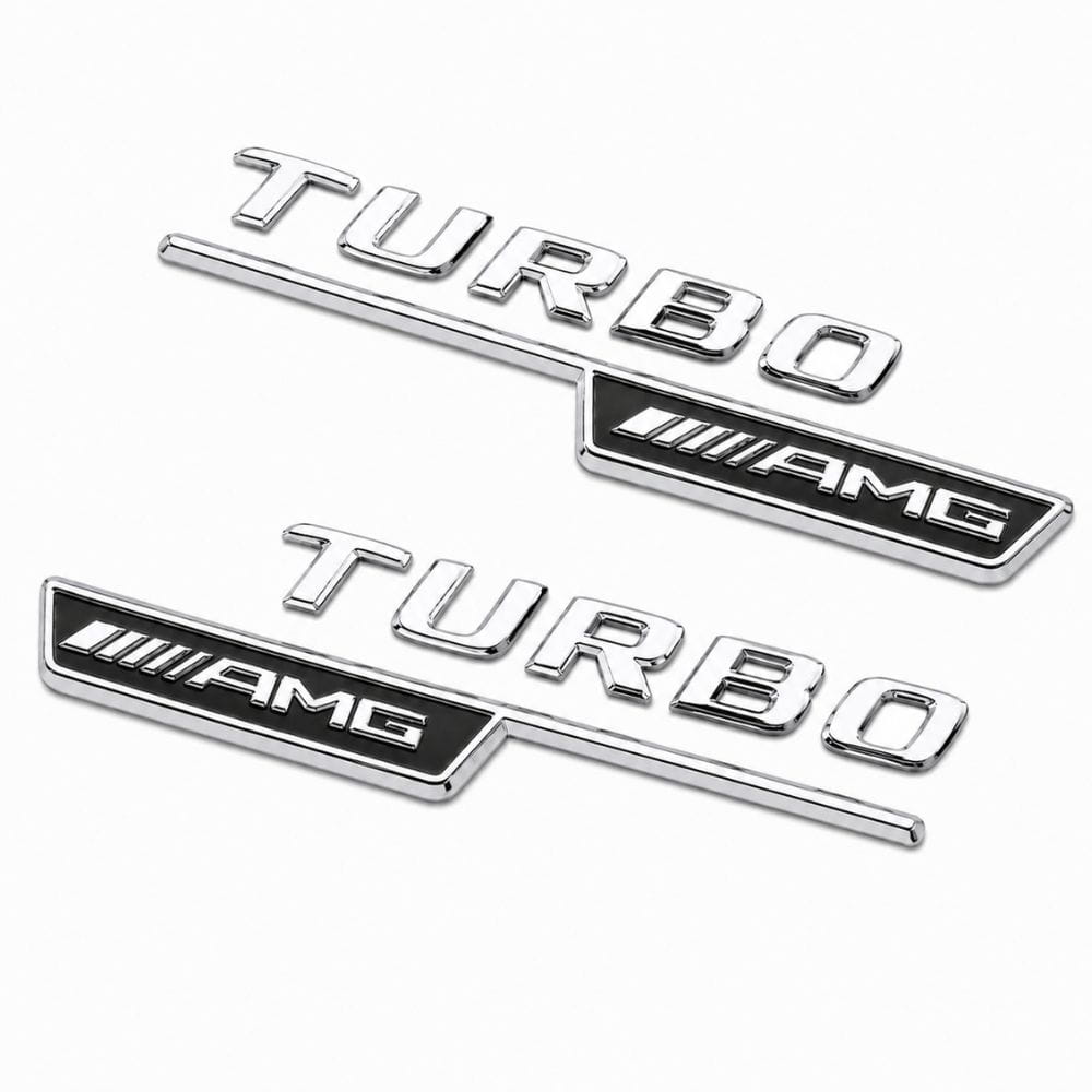 Emblema TURBO AMG para aletas laterales cromado con AMG cromado