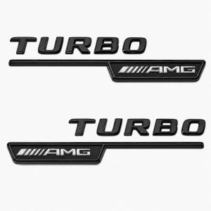 Emblema TURBO AMG para aletas laterales negro brillo con AMG cromado