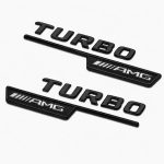 Emblema TURBO AMG para aletas laterales negro brillo con AMG cromado