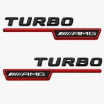 Emblema TURBO AMG para aletas laterales rojo brillo con AMG cromado