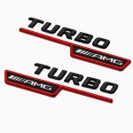 Emblema TURBO AMG para aletas laterales rojo brillo con AMG cromado