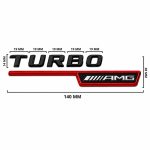 Emblema TURBO AMG para aletas laterales rojo brillo con AMG cromado