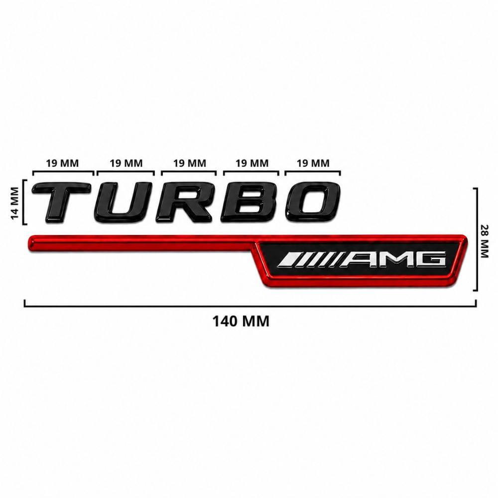 Emblema TURBO AMG para aletas laterales rojo brillo con AMG cromado