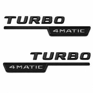 Emblema TURBO 4MATIC para aletas laterales negro brillo con AMG cromado