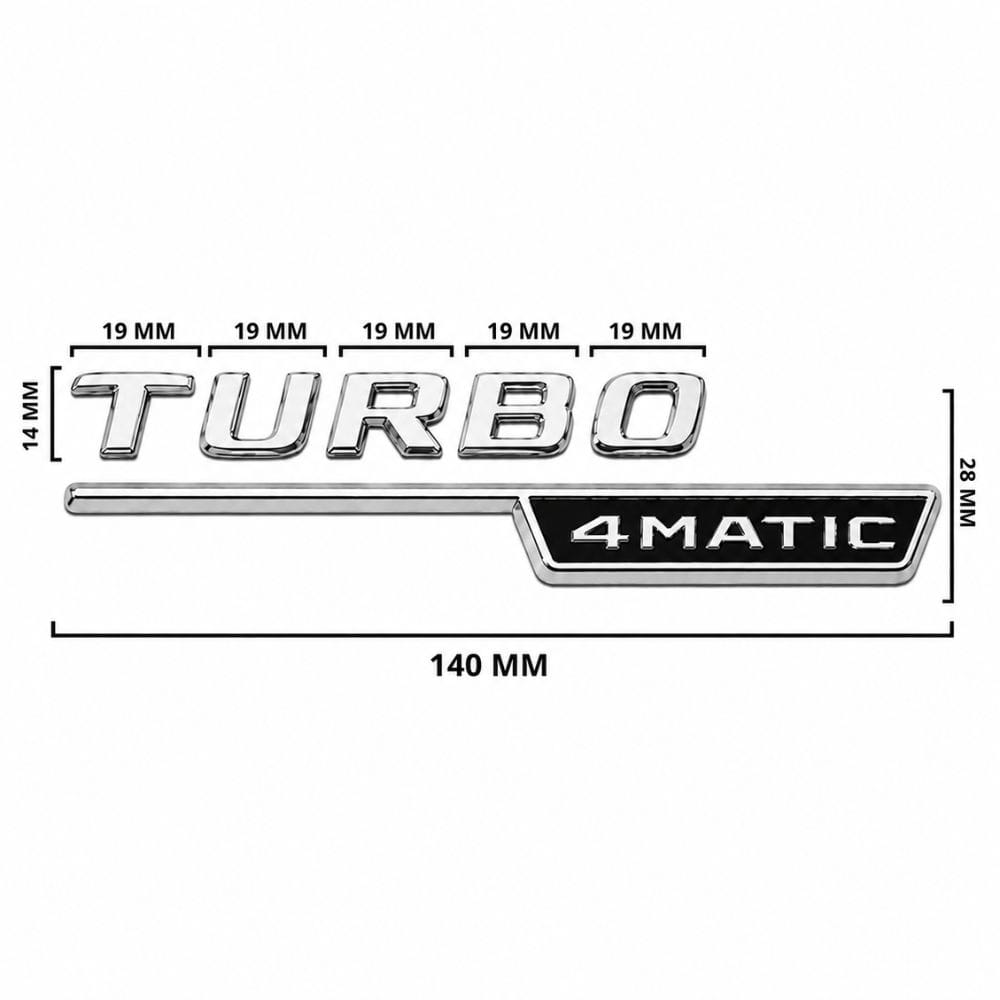 Emblema TURBO 4MATIC para aletas laterales cromado con AMG cromado