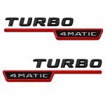 Emblema TURBO 4MATIC para aletas laterales rojo y negro brillo con AMG cromado