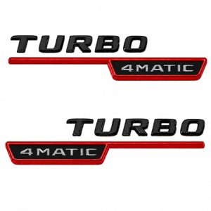 Emblema TURBO 4MATIC para aletas laterales rojo y negro brillo con AMG cromado