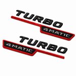 Emblema TURBO 4MATIC para aletas laterales rojo y negro brillo con AMG cromado