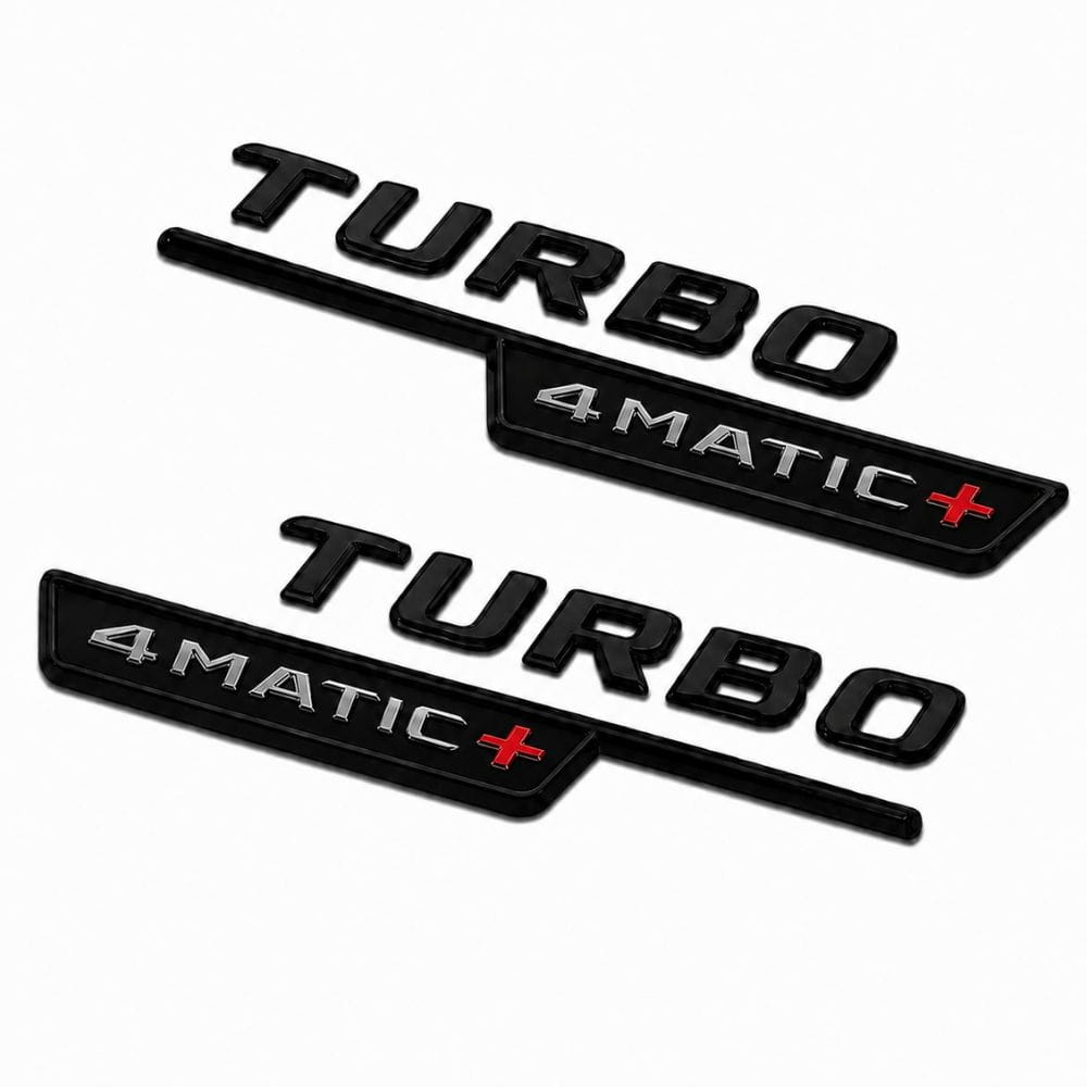 Emblema TURBO 4MATIC+ para aletas laterales negro brillo con AMG cromado
