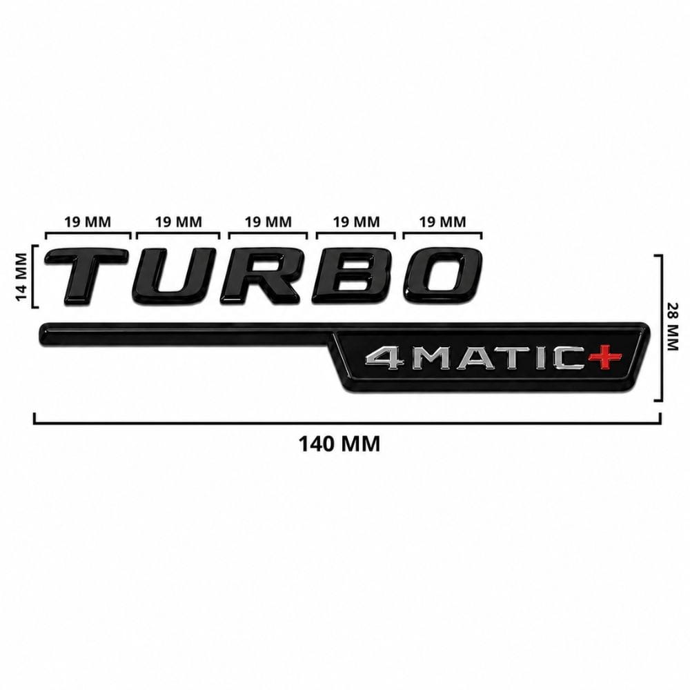 Emblema TURBO 4MATIC+ para aletas laterales negro brillo con AMG cromado