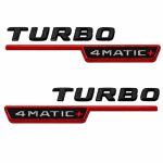 Emblema TURBO 4MATIC+ para aletas laterales rojo y negro brillo con AMG cromado