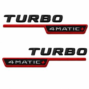 Emblema TURBO 4MATIC+ para aletas laterales rojo y negro brillo con AMG cromado