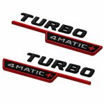 Emblema TURBO 4MATIC+ para aletas laterales rojo y negro brillo con AMG cromado