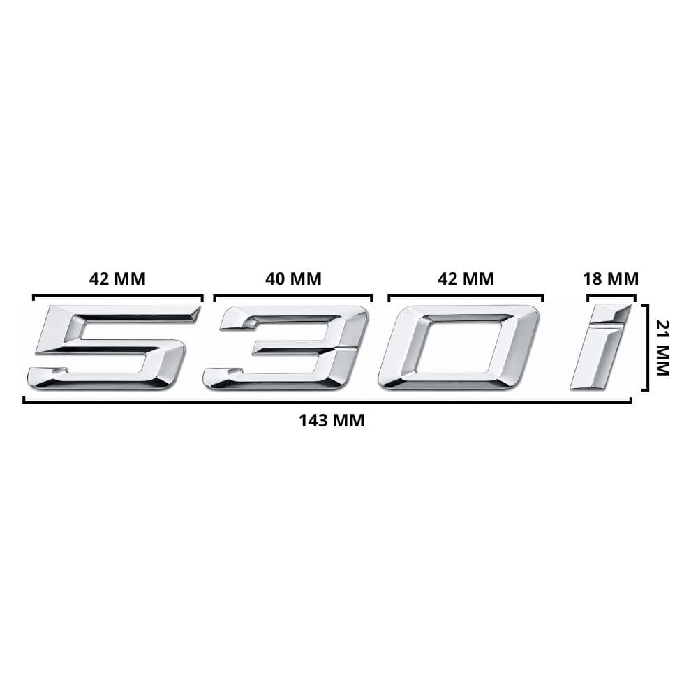 Emblema 530i plateado para portón trasero de BMW Serie 5 G30 y G31 adhesivo