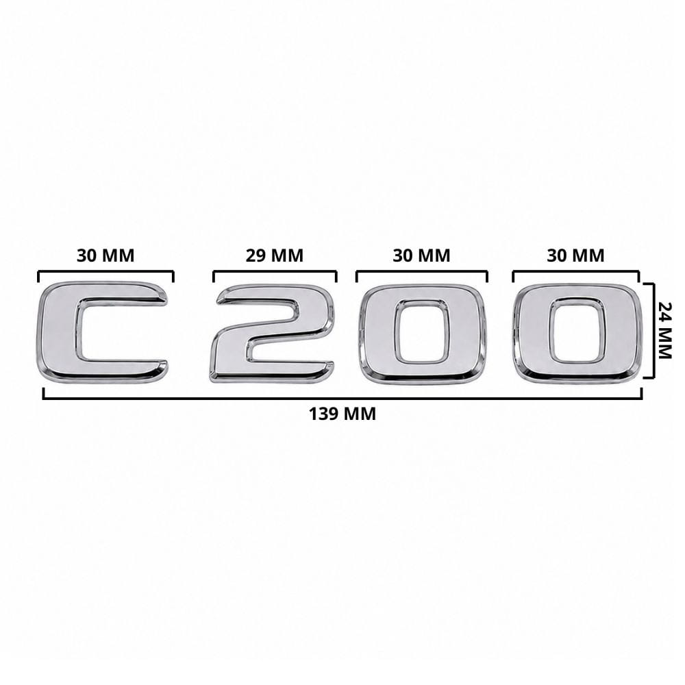 Emblema C200 color cromado para la parte trasera de Mercedes Benz Clase C C200