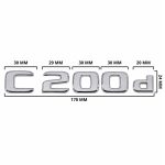 Emblema C200d color cromado para la parte trasera de Mercedes Benz Clase C C200d