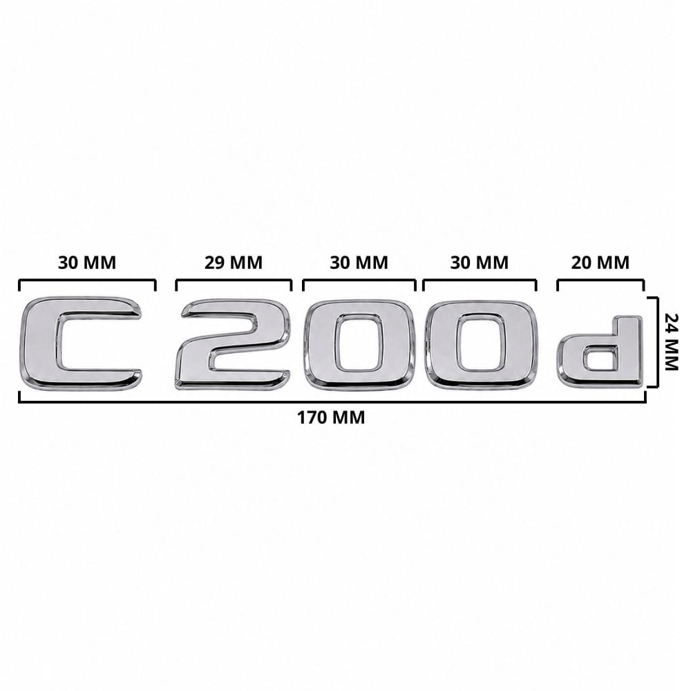 Emblema C200d color cromado para la parte trasera de Mercedes Benz Clase C C200d
