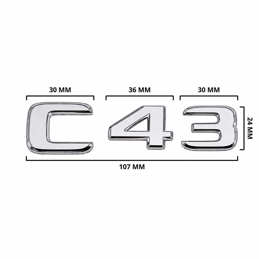 Emblema C43 color cromado para la parte trasera de Mercedes Benz Clase C C43 AMG
