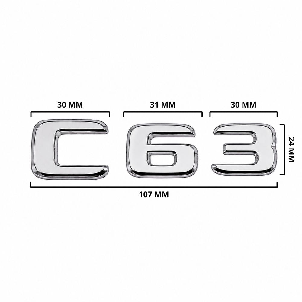 Emblema C63 color cromado para la parte trasera de Mercedes Benz Clase C C63 AMG