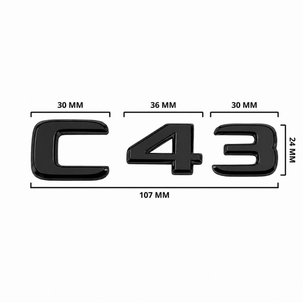 Emblema C43 color negro para la parte trasera de Mercedes Benz Clase C C43 AMG