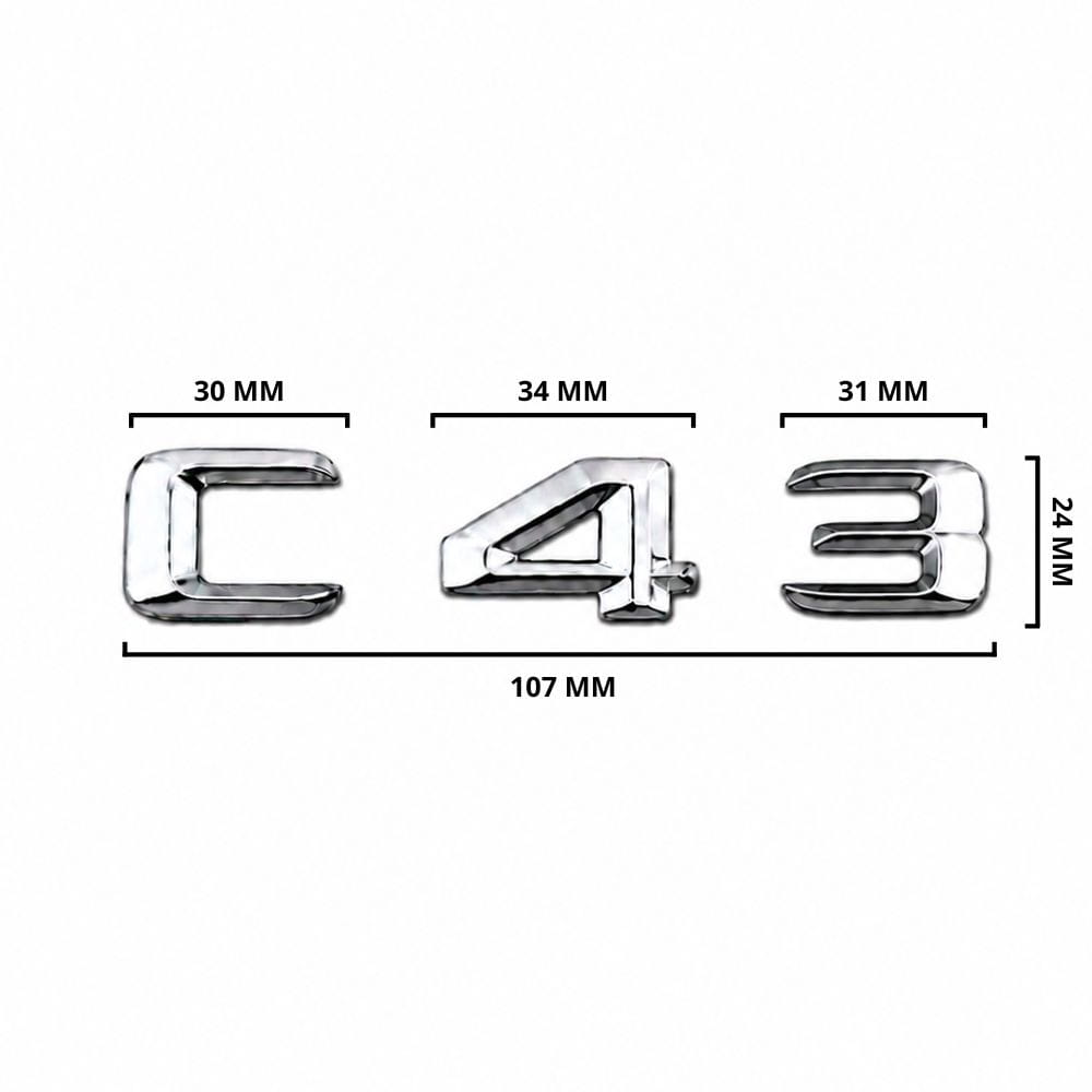 Emblema C43 color cromado para la parte trasera de Mercedes Benz Clase C C43 AMG